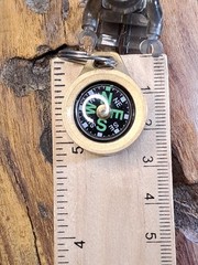 Mini EDC Minimalist Brass Keychain Compass w/Titanium Keyring