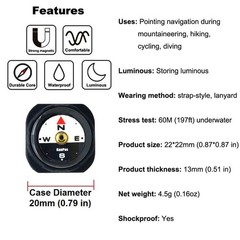 Mini Luminous Button Compass for Watch Band Lanyard (A-20)