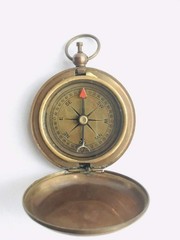 Vintage Brass Push Button Pocket Compass, 2-Inch Magnetic Direction Finder