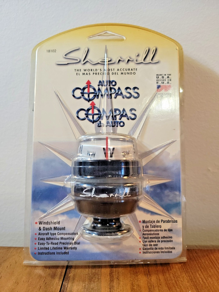 SHERRILL AUTO, BOAT, CAR RV COMPASS WINDSHIELD OR DASHMOUNT NEW IN PACKAGE