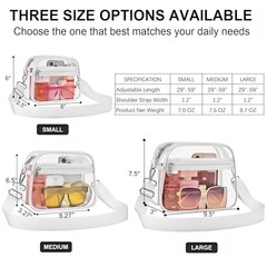 Clear Bag for Stadium Events Clear Sports Fan Handbags Purses with Medium White