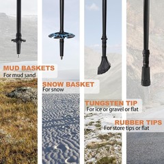 Aluminum Trekking Poles Quick Adjustable Locks Comfort Handle Padded Strap Snow