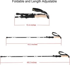 Aluminum Collapsible Ultralight Travel Trekking Hiking 1 PC(1 Pole), Y_Black