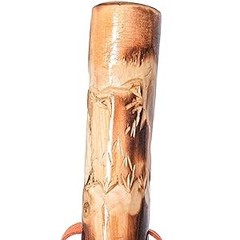 3 Pieces Detachable Fir Wood Walking Stick Wolf Carving with a Compass(Nature
