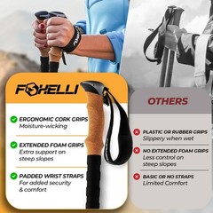 Lightweight Adjustable Trekking Poles with Quick Locks, 2 Pack