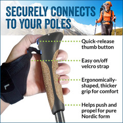 Official Nordic Walking Poles – True Classic Nordic Glove Grips, Lightweight, Ad