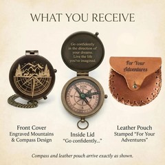 2026 Graduation Gifts for Him – Engraved Brass Pocket Compass for Son or Grandso