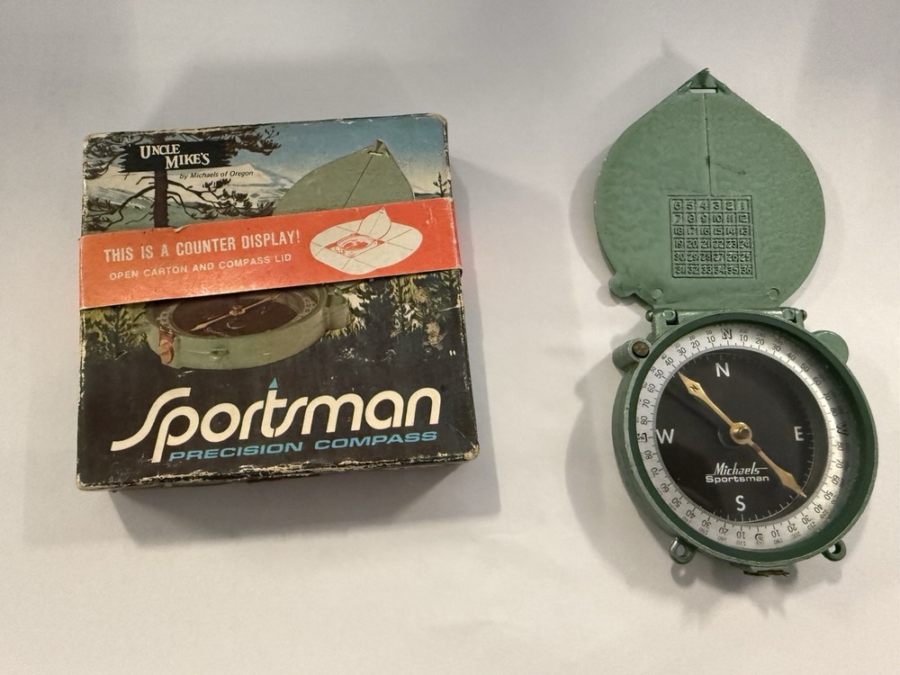 Vintage UNCLE MIKE’S PRECISION COMPASS W Original Box Counter Display Tag Insert