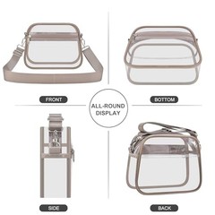 Clear Bag for Stadium Events Clear Sports Fan Handbags Purses with Large Khaki