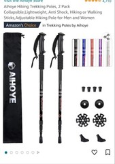 Aihoye Hiking Trekking Poles 2 Pack Collapsible Lightweight Anti Shock Hiking
