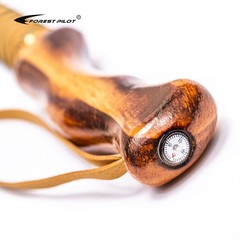 3-pc Detachable Hardwood Walking Stick Pine Handle with Compass (Nature Color, 5