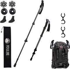 Ultralight 7.6oz 100% Carbon Fiber Trekking Poles 2-Pack Collapsible Anti-Shock