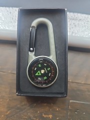 CARABINER W/ COMPASS, Liquid-Filled Aluminum Compact Lightweight