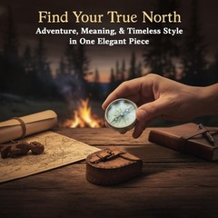 Wind & Weather Antiqued Brass Poem Compass with Leather Case Brown