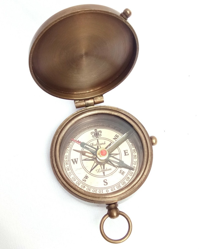 SIFAAT WORLD ”Not All Who Wander are Lost Engraved Antique Brass Pocket Compass