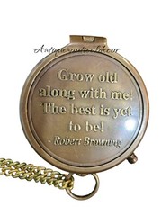 Robert Browning Engraved Antique Brass Compass – Personalized Gift for Couples