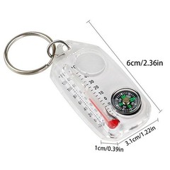 Glow-in-the-Dark Zipper Pull Compass & Thermometer Camping Survival Hanger Ring
