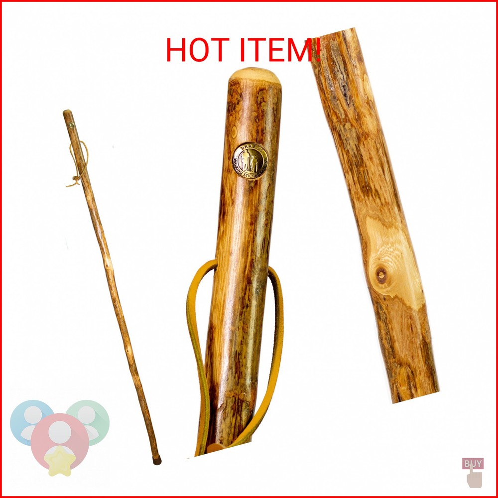 Brazos Rustic Wood Walking Stick, Hardwood, Traditional Style Handle, for Men &