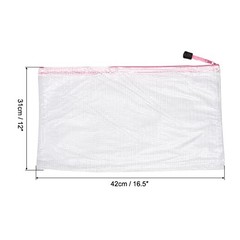Pink A3 Size Plastic Zipper Bags – Mesh File Pouch – A3 Size