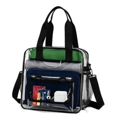 Clear Stadium Bag 11.8×11.8×5.1in – Transparent Tote, Lunch Black