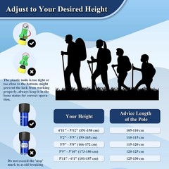Ultralight Nordic Walking Trekking Poles – 2 Sticks with Anti-Shock, Quick Lock