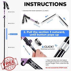 TANSTRIDER Trekking Poles Purple 43-53 Inch Adjustable