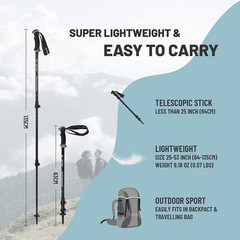 Aluminum Trekking Poles – Quick Adjustable Locks, Comfort Handle, Padded Strap,