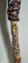 Walking Stick Hand Carved And Painted With Snake And Flags
