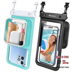 2 Pack IPX8 Waterproof Phone Pouch, Large Space Cell Phone Pouch Black + Green