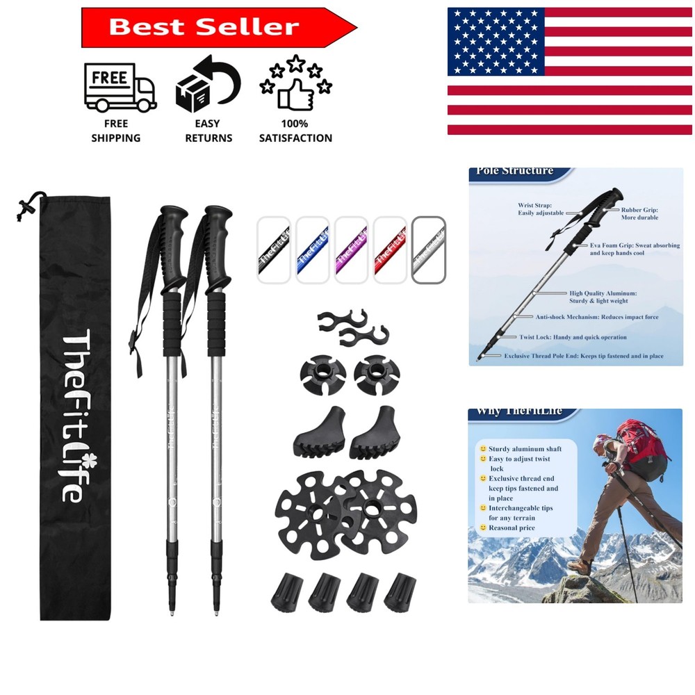 Telescopic Hiking Poles – Ultralight, Anti-Shock, Perfect for Travel – 2 Sticks