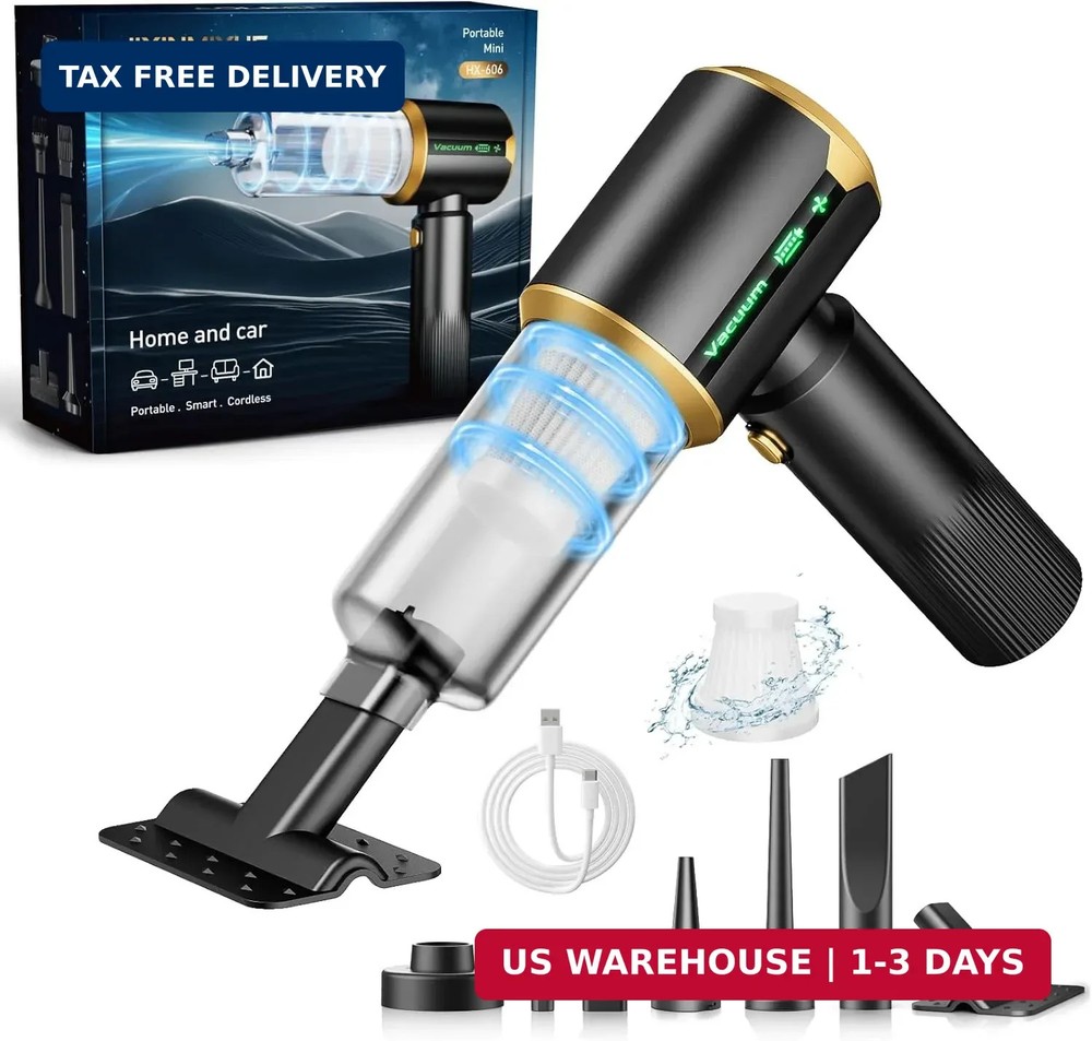 Cordless Car Vacuum Cleaner: Handheld Vacuum with 𝟏𝟔𝟎𝟎𝟎𝐏𝐚 Strong Suction,