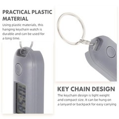 Digital Keychain Watch with Clip, Small Pocket Watch Grey