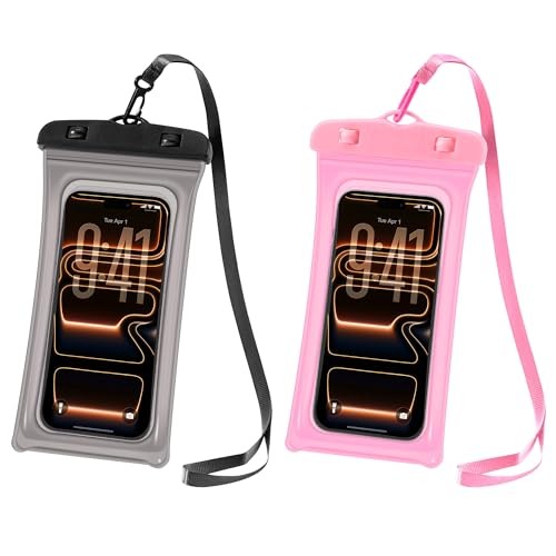 Waterproof Phone Pouch 2 Pack, IPX8 Universal Phone Dry Bag Case Floating