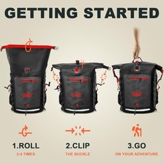 Waterproof Backpack Dry Bag/35L/55L/85L – Heavy Duty Roll-Top 25L Black Red