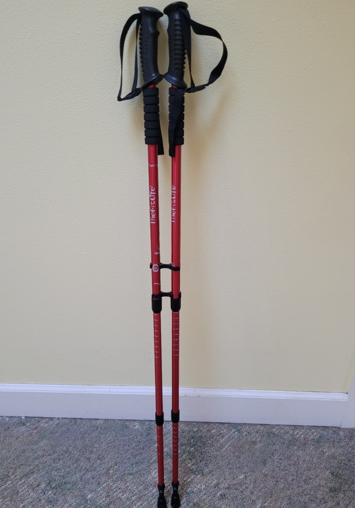 The Fit Life Hiking/Trekking/Walking Sticks | Red Aluminum Adjustable Poles