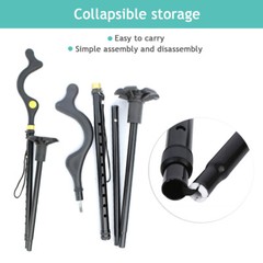 Walking Stick Foldable Posture Straight Cane Travel Adjustable Height 10 Levels