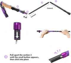 BISINNA Carbon Fiber Trekking Poles Collapsible Hiking 100-115, Purple