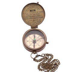 Precision Brass Pocket Compass with Engraved Leather Case for Outdoor & Gifts
