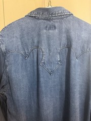 STETSON COWBOY WESTERN RETRO DENIM SHIRT W/ BLACK PEARL SNAPS – MEN’S XL
