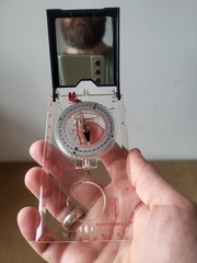 Cold War West Germany Compass w/ Mirror & Case Complete Vintage Navigation Set