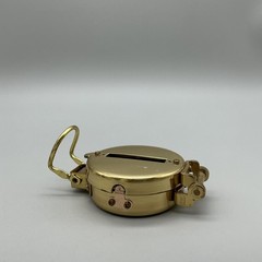 Brass Lensatic Compass Pocket 50mm Military Hiking Sighting Gold Tone Camping