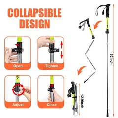 2X Outdoor Trekking Poles Quick Lock Ultralight Aluminum Hiking Walking Sticks