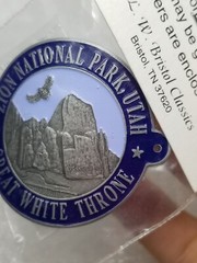 Zion National Park Great White Throne Walking Hiking Stick Medallion / Badge