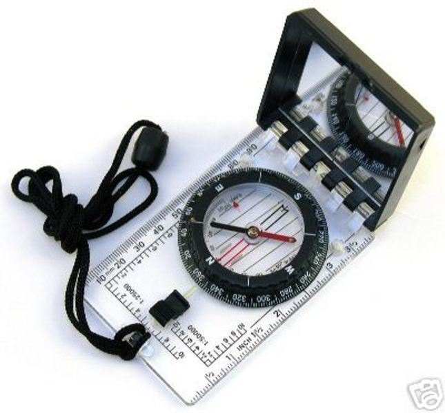 New Sighting Mirror Compass Model C102 w/ Acrylic Clear Plate Lanyard