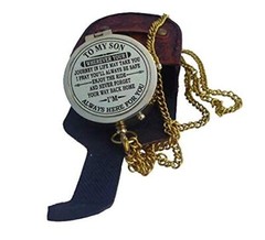 Shiny Brass Compass With Leather Case Gift To My Son Nautical Gift For Son From