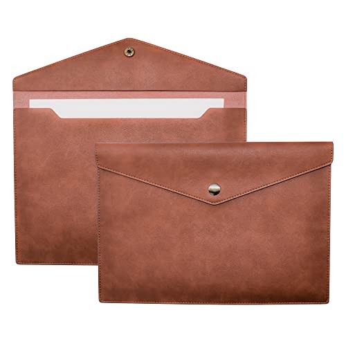 1 Piece PU Leather File Folders A4 Document Holder File Envelope Brown