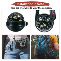 Keychain Compass [2PCS] – Ball Compass and Thermometer Buckle – [Black, Yellow]