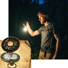 Vintage Brass Pocket Compass Waterproof Survival Tool Outdoor Adventures Retro