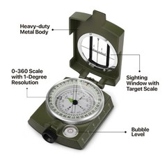 Professional Compass Geological Hiking Navigation Army Outdoor Green New