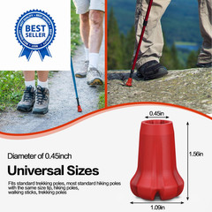 AWINNER Hiking Pole Tips, 4Pcs, Rubber, Wear & Tear Resistant, for Red